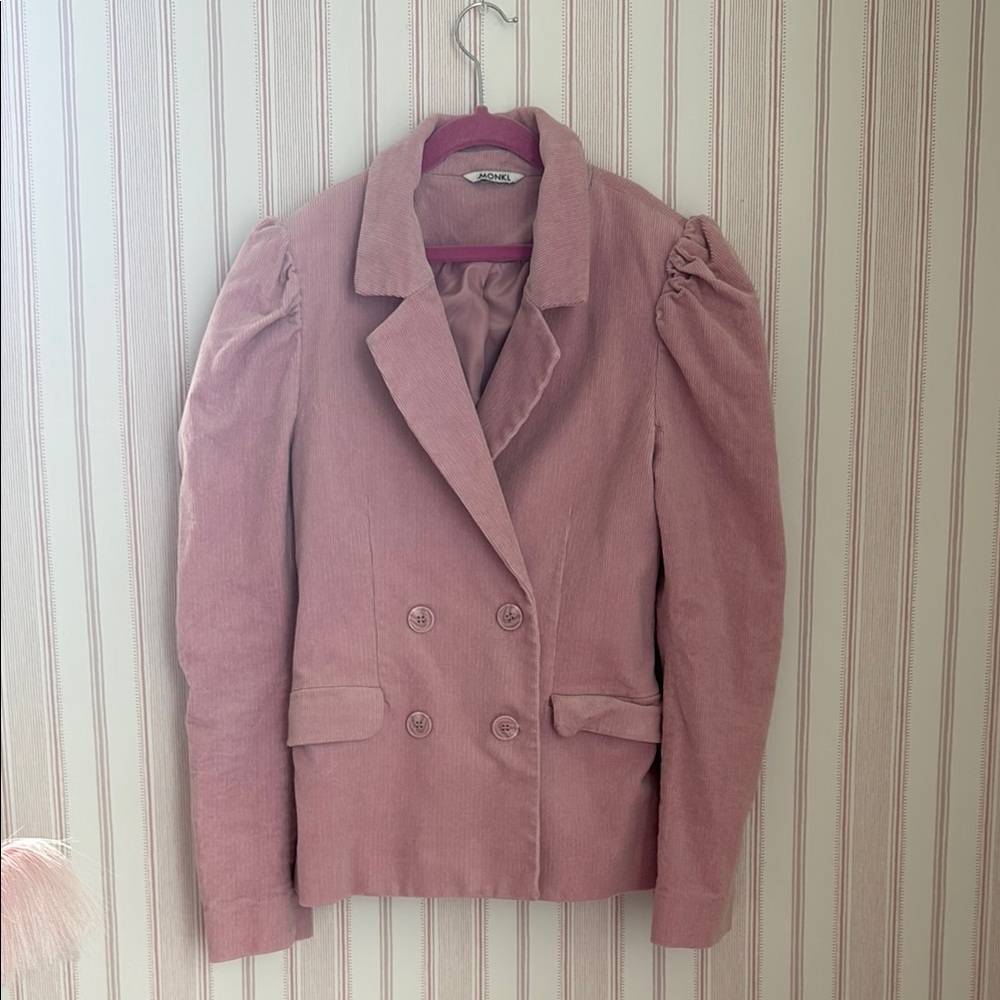 Corduroy Double-Breasted Pink Jacket